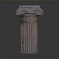 Classical Greek Column With Fluted Shaft And Decorative Scroll Capital