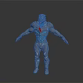 Futuristic Sci Fi Humanoid Armor With Blue Glowing Lines And Detailed 3D Render Design