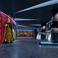 Ancient Bronze Bell In Museum Exhibition Hall With Red Display Panels And Cultural Relics