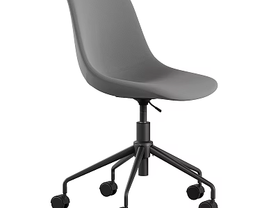 Modern Gray Office Chair with Ergonomic Curved Backrest and Black Five Star Base with Wheels 3d model