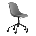 Modern Gray Office Chair with Ergonomic Curved Backrest and Black Five Star Base with Wheels