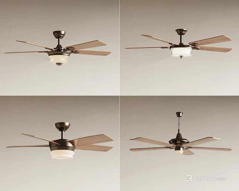 Various Modern Ceiling Fan Designs With Light And Multiple Blades For Home Decoration 3d model