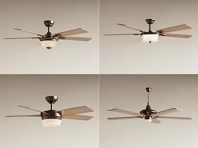 Various Modern Ceiling Fan Designs With Light And Multiple Blades For Home Decoration 3d model