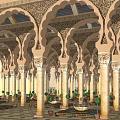 Ornate Pergola with Arched Ceiling Decorative Columns Intricate Carvings and Potted Plants