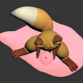 Cute Fox Figurine Sitting on Pink Cloud Holding Pink Beverage
