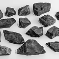 Black Stones and Wood Materials with Various Shapes for Decorative Use