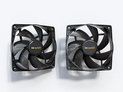 Two Black Be Quiet Air Conditioner Fans Featuring Square Design And Blade Structure 3d model