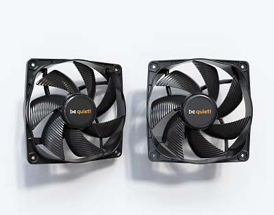 Two Black Be Quiet Air Conditioner Fans Featuring Square Design And Blade Structure 3d model