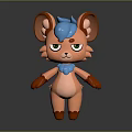 Cute 3D Game Movie Character With Orange Body Green Eyes Big Ears And Blue Scarf
