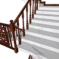 Modern Staircase With Wooden Railings And Multi Level Steps Structure 3d model