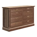 Classic Solid Wood Sideboard With Multiple Drawers And Golden Handles Design 3d model