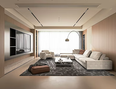 Modern Home Living Room Antique Style Large Flat Floor Living Room Modern Italian Style Living Room Sofa Coffee Table Combination Modern Light Luxury Living Room 3d model