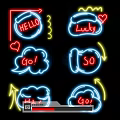 Neon Decorative Lights With Hello Lucky Go So Hi Text And Heart Arrow Designs