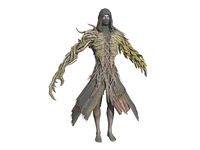 Game Movie Character With Withered Vines Bark Like Skin And Tattered Cloak 3d model