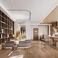 Modern Open Concept Kitchen With Wooden Cabinets Island Counter Bar Stools And Light Flooring