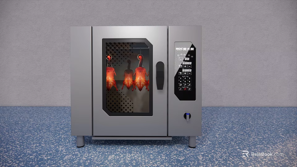Stainless Steel Commercial Rotisserie Oven With Glass Door And Digital Control Panel 3d model 