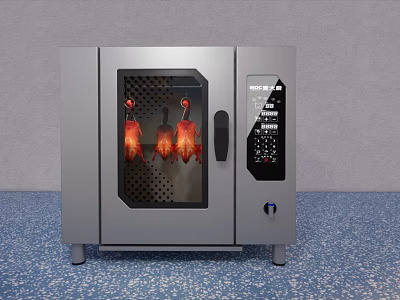 Stainless Steel Commercial Rotisserie Oven With Glass Door And Digital Control Panel 3d model