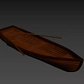 Classic Wooden Boat With Handcrafted Interior Seats And Wooden Oars Details