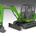 Green Compact Excavator With Tracks Cab Arm And Bucket For Construction Work 3d model