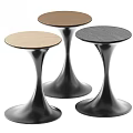 Modern Three Side Tables With Black Curved Bases And Various Tabletop Materials 3d model