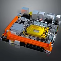 Modern Computer Motherboard With CPU Socket Heat Sinks And RAM Slots 3d model