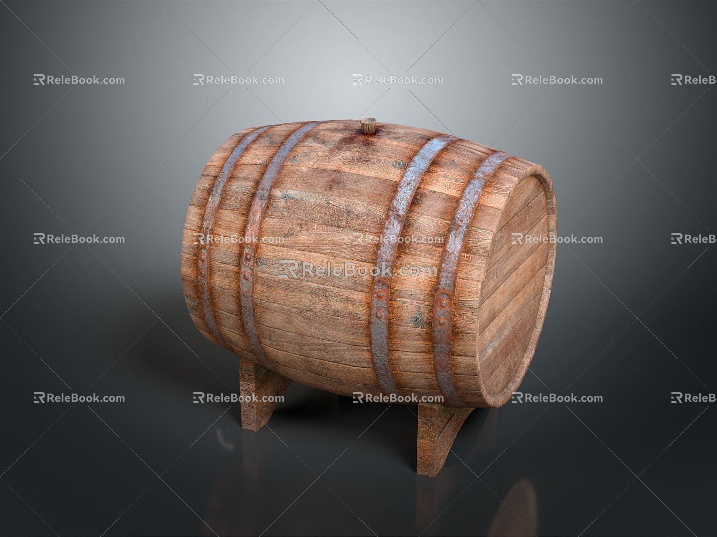 Wooden Barrel Water Barrel Old Wooden Barrel Water Barrel Pot Container Realistic 3d model