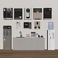 Diverse Home Appliances Display With Coffee Makers Water Dispensers Refrigerator And Kitchen Cabinets