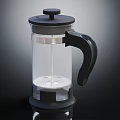 Transparent Glass French Press Coffee Maker With Black Handle Lid And Metal Plunger For Brewing