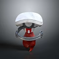 Creative Mushroom Shaped 3D Model With White Top Red Body And Silver Ring Structure