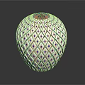 Round Decorative Light With Intricate Geometric Diamond Grid Design And White Green Purple Blue Accents