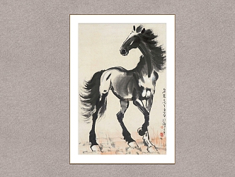 New Chinese Animal Painting Xu Beihong Horse 3d model