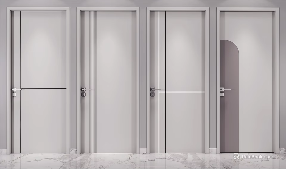 Modern Interior Flush Doors With Smooth Surface And Stylish Design For Home 3d model 