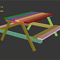 Wooden Outdoor Table with Attached Benches Picnic Style for Garden Dining Use