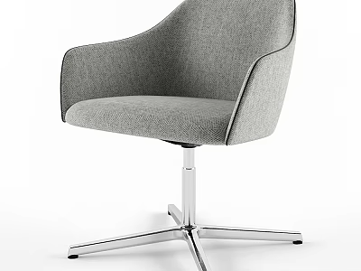 Modern Gray Fabric Office Chair With Armrest And Metal Swivel Base 3d model