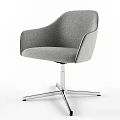Modern Gray Fabric Office Chair With Armrest And Metal Swivel Base