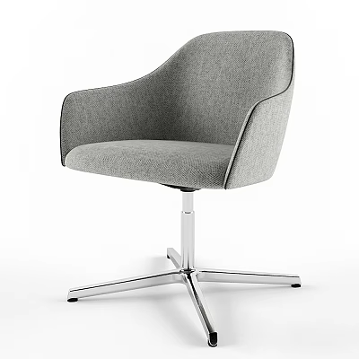 Modern Gray Fabric Office Chair With Armrest And Metal Swivel Base 3d model