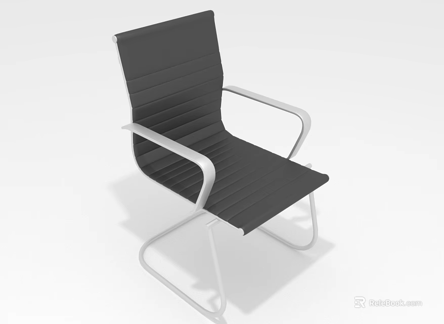 Black Striped Leisure Chair Featuring White Metal Armrests And Modern Minimalist Frame 3d model 