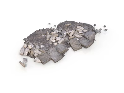 Natural Stone and Wood Chips Pile for Building or Decorative Use 3d model