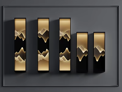 Modern Black And Gold Wall Lamps With Mountain Pattern For Interior Decor 3d model