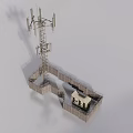 Industrial Telecommunication Tower With Multiple Antennas Base Building And Walls
