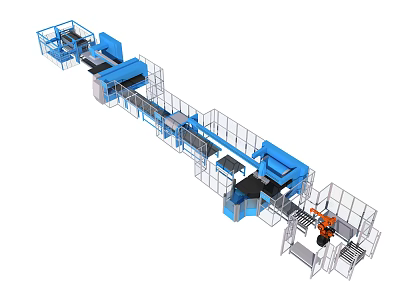 Industrial Automated Production Line With Conveyor System Metal Frames And Mechanical Components 3d model