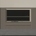 Modern Sideboard With Matte White Countertop Black Backboard Open Shelves And Drawers