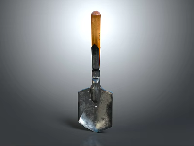 Durable Garden Shovel with Metal Blade and Wooden Handle for Outdoor Use 3d model