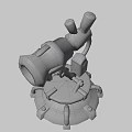 Wooden Telescope Like Mechanical Device With Green Tubes Circular Base And Yellow Components