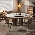 Modern Round Dining Table Set With Wooden Metal Legs And Stylish Upholstered Chairs