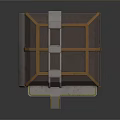 Cartoon Scene With Playful Building Structure Yellow Railings Stairs Brown Roof And Gray Walls