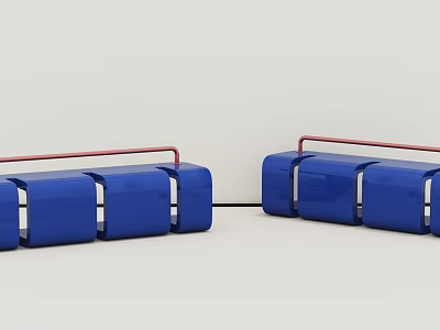 Modern Blue Stools With Red Armrests In Contemporary Design Style 3d model