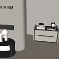 Modern Black And White Poliform Bedside Tables With Round Design Drawer And Decorative Clock Figurine
