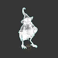Bird Like Game and Movie Character With Green Wizard Hat Green Cloak Yellow Claws
