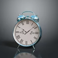 Silver Double Bell Alarm Clock With White Dial Roman Numerals Black Hands And Reflection